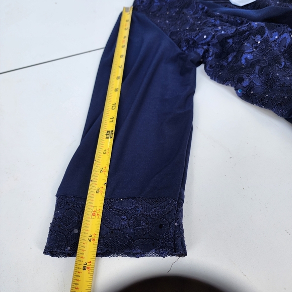R&M Richards Women's Navy Blue Top  Sparkle Elegant Stretch 3/4 Sleeve Sz 14W - Picture 12 of 12